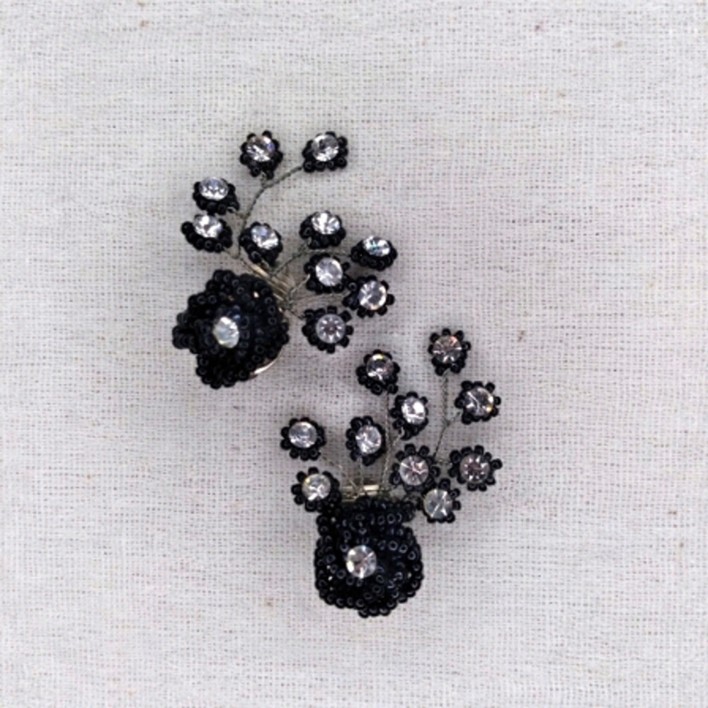 Vintage Triad clip-on beads and faux diamond earrings